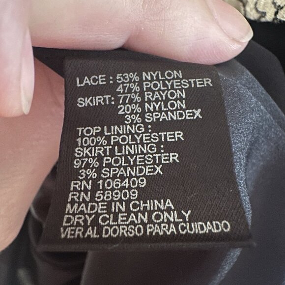 Antonio Melani $169 Lace Dress Women 4 Black Beige Career Peplum Mother of Bride - Picture 9 of 9